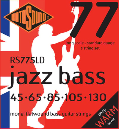 Rotosound Bass Saiten RS775LD 45-130 Jass Bass 77, Monel Flatwound - Snarenset voor 5-string basgitaar
