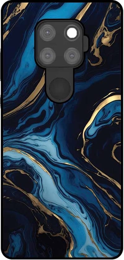 Smartphonica Telefoonhoesje Geschikt voor Huawei Mate 30 Lite met marmer opdruk - TPU backcover case gold blue marble design - Goud Blauw geschikt voor Huawei Mate 30 Lite