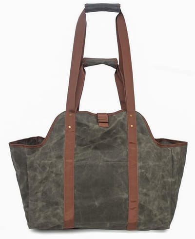 Brandhout Opbergtas - Draagbare Houtzak - Buiten Haard - Grote Capaciteit - 55x29x34cm - Zwart