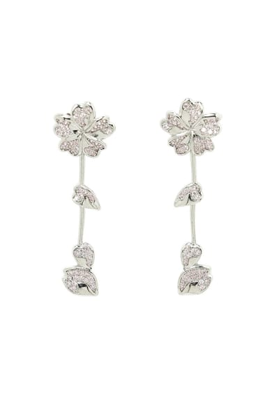 AVANT-GARDE PARIS Iconic Oorbellen - Bloemvormige Dangle - 1 stuk - Zilverkleurig en Rhodium Plated