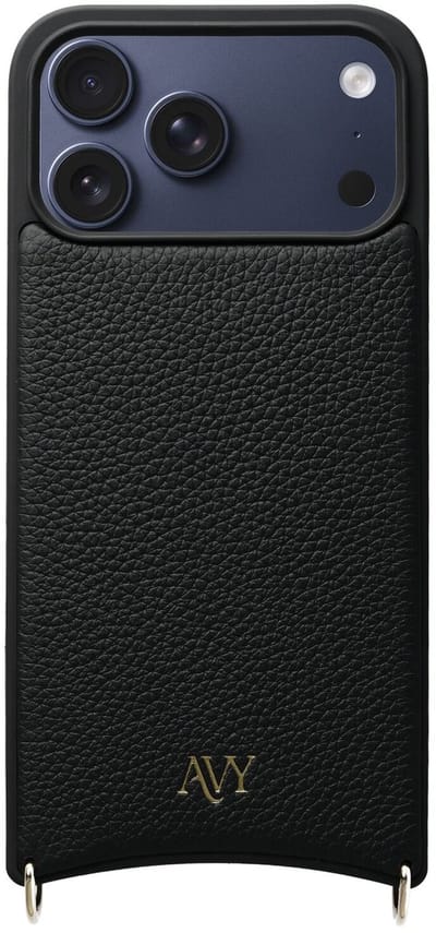 AVY Leren Hoesje | Geschikt voor Apple iPhone 17 Pro Max | Compatibel met MagSafe | Leather Case | Back Cover | Haakjes voor koord | Zwart