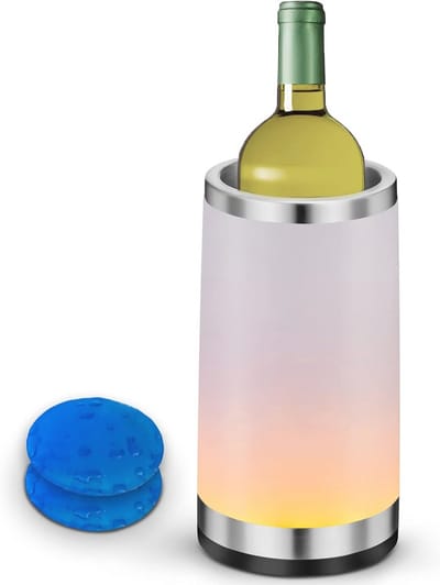 Sfeervolle Wijnkoeler met RGB Touch Lamp - Ideaal voor Champagne en Wijn, Inclusief 2 IJsverpakkingen