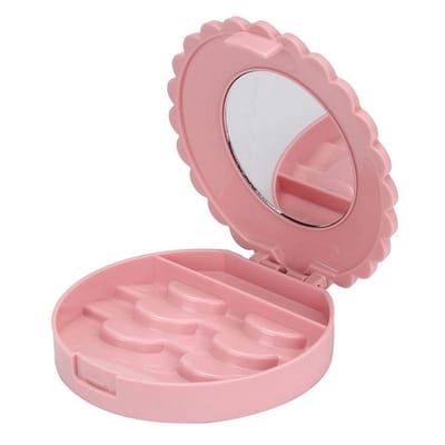 Make-upkoker met spiegel, wimpershouder, make-upopbergdoos, reis make-uptasje, Roze, voor valse wimpers