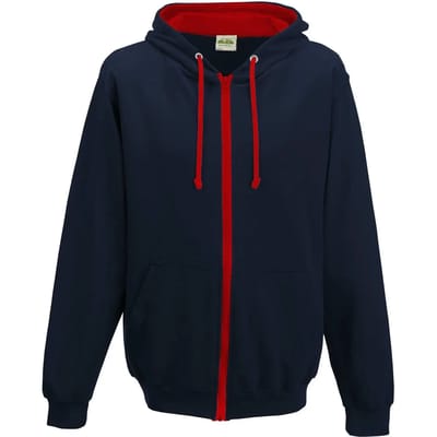 Just Hoods Varsity Zoodie JH053 - NEW FRENCH NAVY/FIRE RED - L