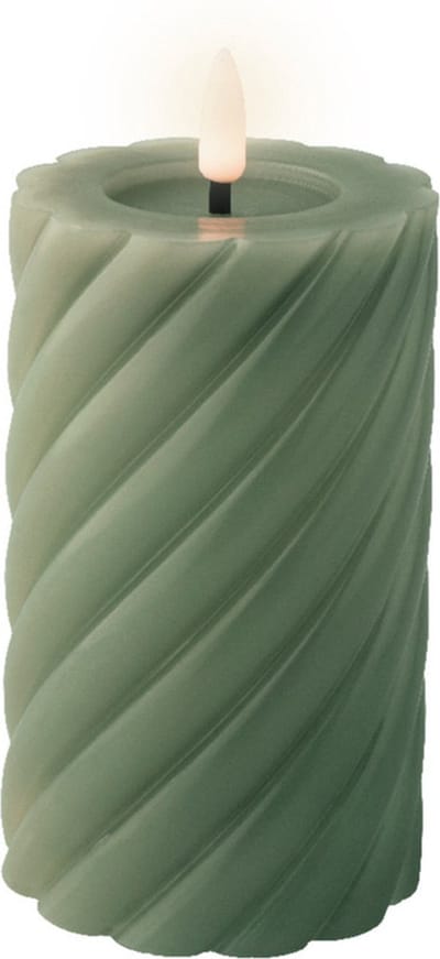 Lumineo Luxe LED kaars/stompkaars - groen - D7,5 x H15 cm - timer