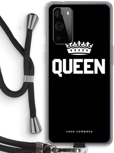 Case Company® - Hoesje met koord geschikt voor OnePlus 9 Pro hoesje met Koord - Queen zwart - Telefoonhoesje met Zwart Koord - Bescherming aan alle Kanten en Over de Schermrand