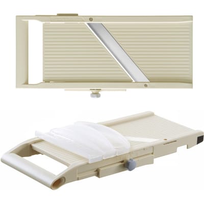 HENDI Japanse mandoline – verstelbare snijdikte – brede snijoppervlak – met vingerbeschermer – 380x180x45 mm