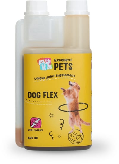 Excellent Pets Heup & Gewrichten 500 ml - Bevat MSM, Glucosamine en Collageen - Ondersteunt Soepele Gewrichten & Sterke Botten, Pezen en Banden - Weerstand Honden supplementen - Dog Flex