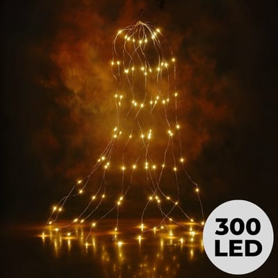 Lomera Kerstboomverlichting - Kerstverlichting - Kerstlampjes Cascadeverlichting Zilverdraad - 300 LED Lampjes - Warm Wit - Spatwaterdicht Ip44 - Binnen en Buiten - Zuinig in Verbruik - 10 Strengen - 300 CM Lengte - 60 Flashing LED