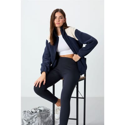 Oversized Kleurblok Half-Zip Sweater