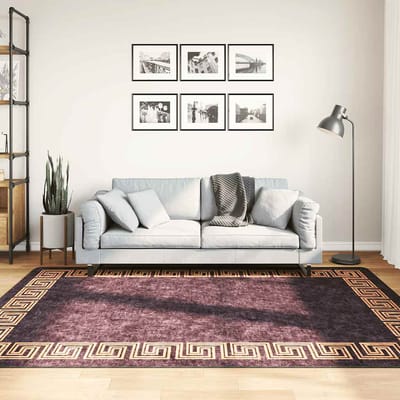 vidaXL - Vloerkleed - wasbaar - 160x230 - cm - zwart - en - goudkleurig