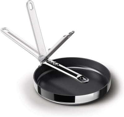 Koekenpan - Antiaanbak pan - Ruimtebesparend opbergen - Inklapbare handgreep - 24 cm - RVS