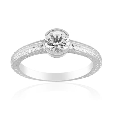 Cavill - Zilveren ring - 925 Sterling zilver, platina geplated - Cambodjaanse Zirkoon 0,865 ct rond slijpsel - Elegant verstelbaar dames sieraad