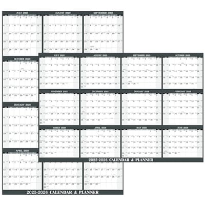 Jaarlijkse Droogwiskalender 2024 met Juliaanse Datum - Wandkalender van 88,9 cm x 58,2 cm - Omkeerbaar en Gelamineerd
