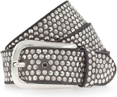 b.belt Leren riem Zoe Silver Stud Belt W105 Taupe