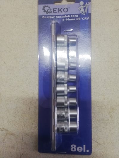 Geko Torx Dop Dop Set E4-E14 8 Stuks 3/8"