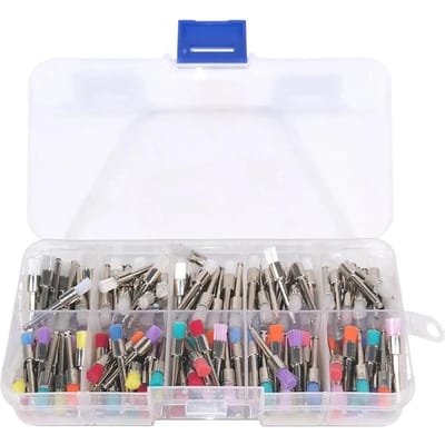 Kits de brosses de polissage dentaire 100 pièces Têtes de brosse plate en nylon jetables 2,6 mm Couleur mélangée Accessoires de nettoyage et de polissage white