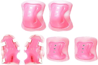 Kinder Beschermingsset - Knie Elleboog Pols - Sporten en Spelen - Ademend Mesh Ontwerp - 3-12 Jaar - Roze