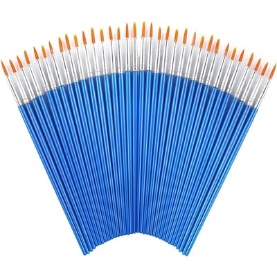 50 Stuks Schilderpenselen Set Kunst Rond Plat Haar Nylon Haar Verfkwast voor Olie Acryl Aquarel Kinderen/Kunstenaars/Beginners/Studenten gray