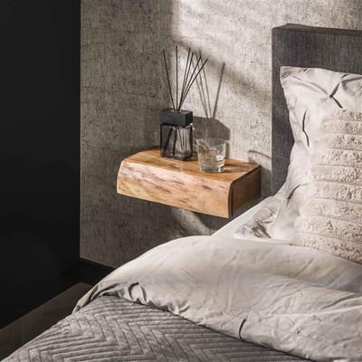 PS-Collection Tree L Set van 2 Nachtkastjes 1 Lade - 40x20x10cm - Naturel - Acacia - nachtkast, nachtkastje, nachtkastjes, nachtkastjes industrieel, nachtkastje hout, nachtkastjes modern, nachtkastje zwevend