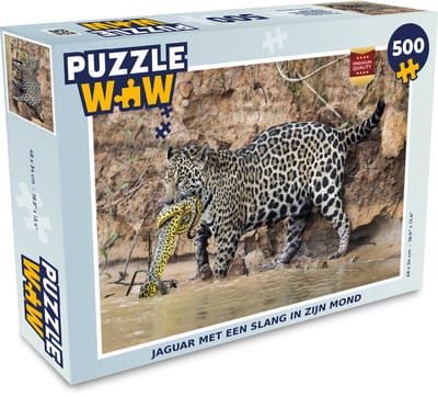 Puzzel Jaguar - Slang - Water - Legpuzzel - Puzzel 500 stukjes