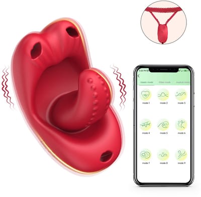 Oneay Draagbare vibrator, mini G-spot vibrator, met app-afstandsbediening, tongvibrator, 10 lik- en vibratiestanden, tepel-, vagina- en clitorisstimulator, seksspeeltje voor vrouwen.