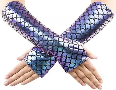 Lange vingerloze handschoenen met zeemeermin schubben voor vrouwen, perfect voor Halloween, feesten en carnaval