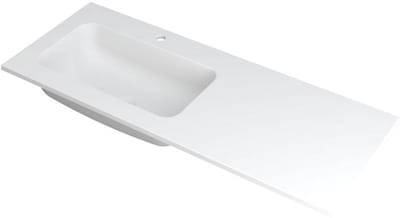 INK Faktor Wastafel Polystone Links met 1 Kraangat - 1200x450x15 mm - Mat Wit