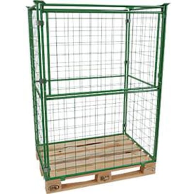 Stapelframe, voor europallets, laadvermogen tot 800 kg, openingsklep, stapelbaar, L 1200 x B 800 x H 1600 mm, staal, grijsgroen RAL 6017
