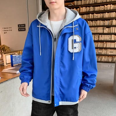 Vestes pour hommes, hauts à capuche décontractés pour le sport, vestes de style coréen pour couples, vestes pour jeunes 4XL blue