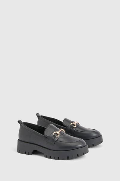 boohoo Dames Chunky T-bar Loafers | Zwart | Maat: 40