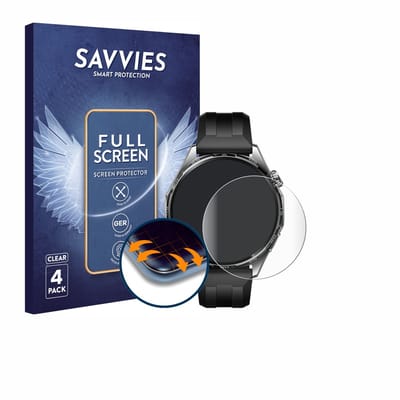 Savvies - Screenprotector voor Huawei Watch GT 6 (46 mm) - Folie Beschermfolie transparant volledig dekking 4 Stuks