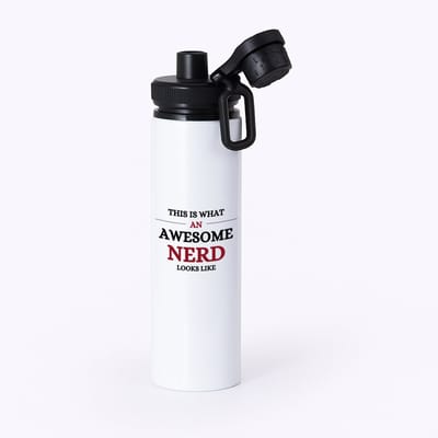 Hacebo® - An awesome nerd waterfles met draaidop zwart - Nerd - echte nerds - school - verjaardagscadeau - kado - gift - water fles - 850ML