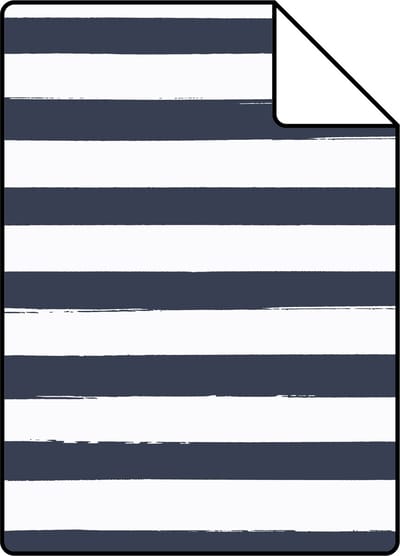 Proefstaal ESTAhome behang geschilderde strepen donkerblauw en wit - 26.5 x 21 cm - 138970-S