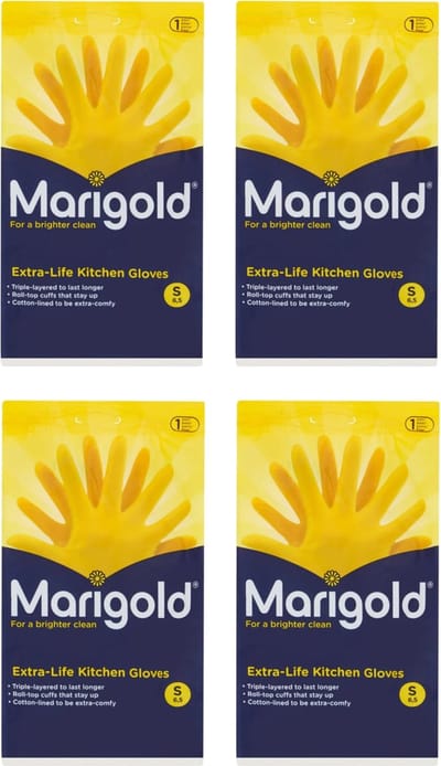 Marigold Huishandschoen - Extra Life- Geel -Maat S- 4 x 1 stuks Voordeelverpakking!