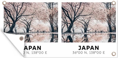 Schuttingposter Sakura - Japan - Lente - Roze - 200x100 cm - Tuindoek