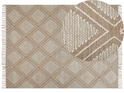 KACEM - Laagpolig vloerkleed - Beige - 160 x 230 cm - Katoen