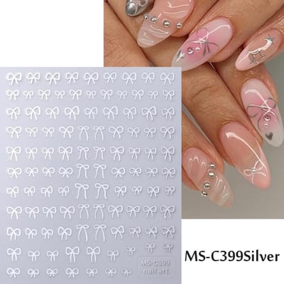 1 stuks Zwart Wit Roze Mini Strikontwerp Nail Art Sticker Zelfklevende Kantlinten Strik Vlinder Decals Nail Art Decoratie