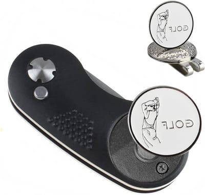 Pitch Mark Repair Tool met 2 Ball Makers en Clip - Draagbare Divot Repair Tool voor Golf Groen, Vouwbaar en Handig in Zwart