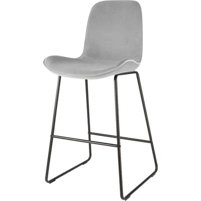 Nolon Nino-Fé Barkruk Grijs - Velvet - Fluweel - Zwart Onderstel - 65 cm - Kookeiland - Barkruk met Rugleuning
