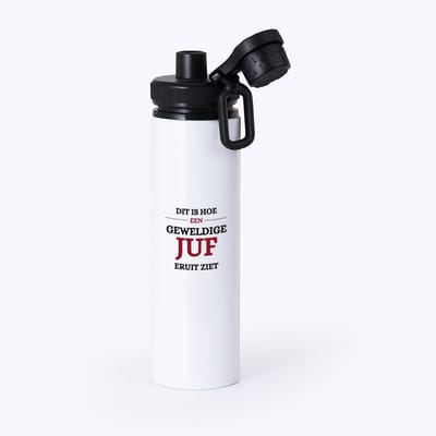 Hacebo® - Geweldige juf eruit ziet waterfles met draaidop zwart - Juf - beste juf - school - verjaardagscadeau - afscheidscadeau - kado - water fles - 850ML