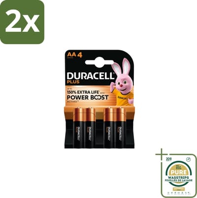 Duracell Alkaline Batterijen Mainline Bst AA 4 stuks per verpakking - Voordeelverpakking - 2 stuks - Betrouwbare batterijen - Elektronica
