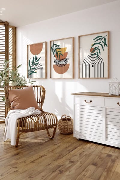 Asir - Decoratief ingelijst MDF-schilderij (3 stuks) - Veelkleurig - 100% massief hout (dikte: 2 cm) - 35 x 50 x 10 cm