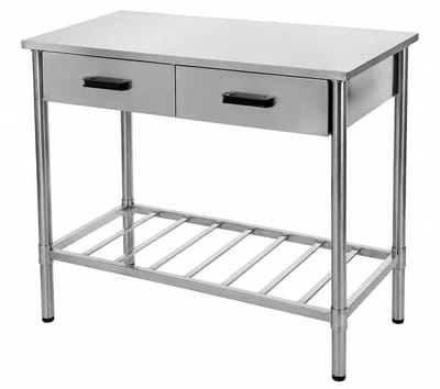 Muntel® Buitenkeuken - Werktafel - 2 Lades en Opbergrek - RVS - 100x50,5x87 cm