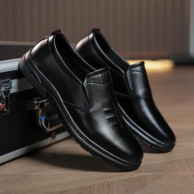 Zachte Leren Herenschoenen Zakelijke Leren Schoenen Modestijl Eén Voet Zachte Leren Herenschoenen Zakelijke Leren Schoenen Modestijl Eén Voet 42 black