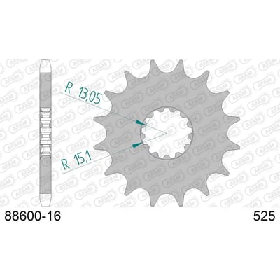 Stalen motortandwiel voor Afam 525 16 dents