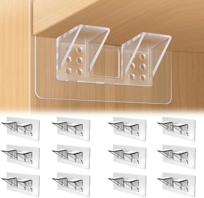 12 stuks Plankdragers - Wandmontagebeugels - ponsvrije plankbeugels - Transparant plankbeugels - Wandplank bodembeugels - zelfklevende steunplankbeugel - Plankbeugels - voor planken keukenkast boekenkast