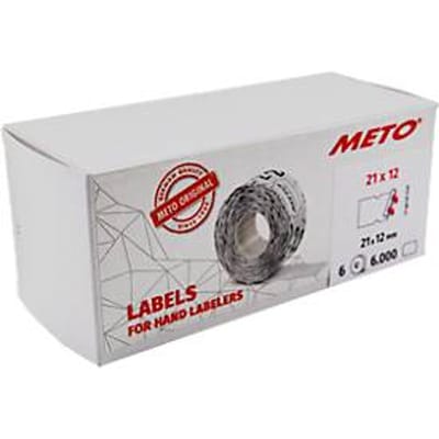 METO® prijsetiketten, permanent klevend, rechthoekig, gestanste gaten, B 21 x H 12 mm, FSC® papier, wit, 6 rollen met 1000 stuks