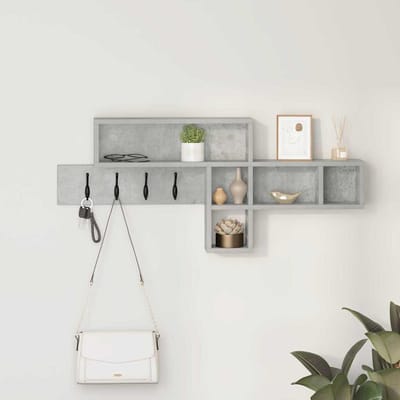 vidaXL - Wandgemonteerde - kapstok - Muurmontage - Beton - Grijs - Bewerkt - hout