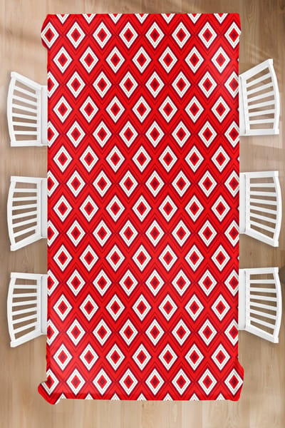 Kerst Tafelkleed - Kerstmis Decoratie - Tafellaken - Kerst - Patronen - Ruit - Rood - 150x300 cm - Kerstmis Versiering - Tafeldecoratie Kerstmis - Kerstdecoratie tafel - Tafelversiering